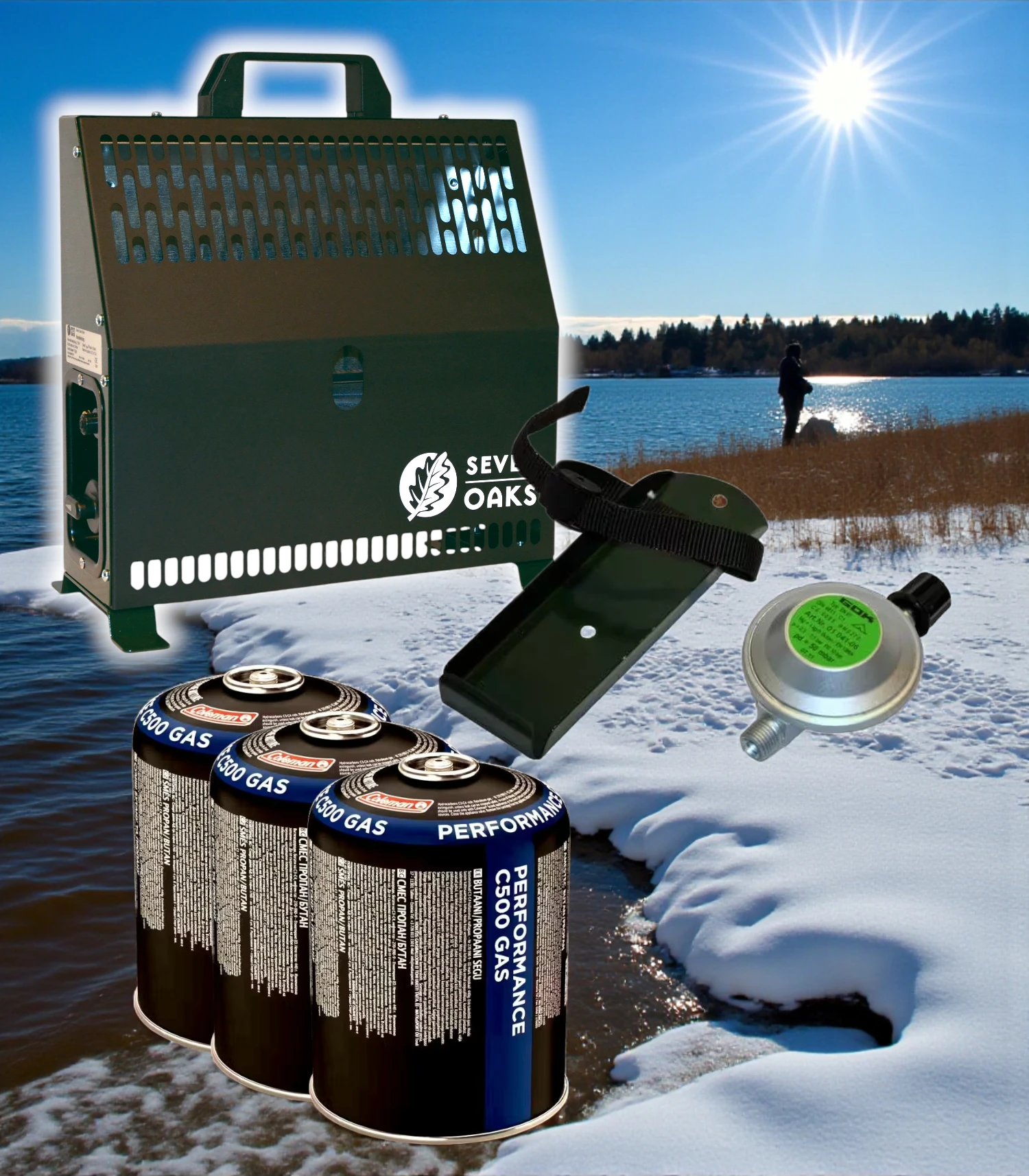 Camping Gaskartuschen mit Heizgerät und Druckregler