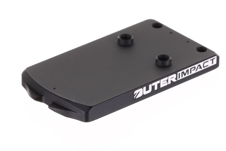 Schwarze OuterImpact Montageschiene für Red Dot Visiere, Seitenansicht