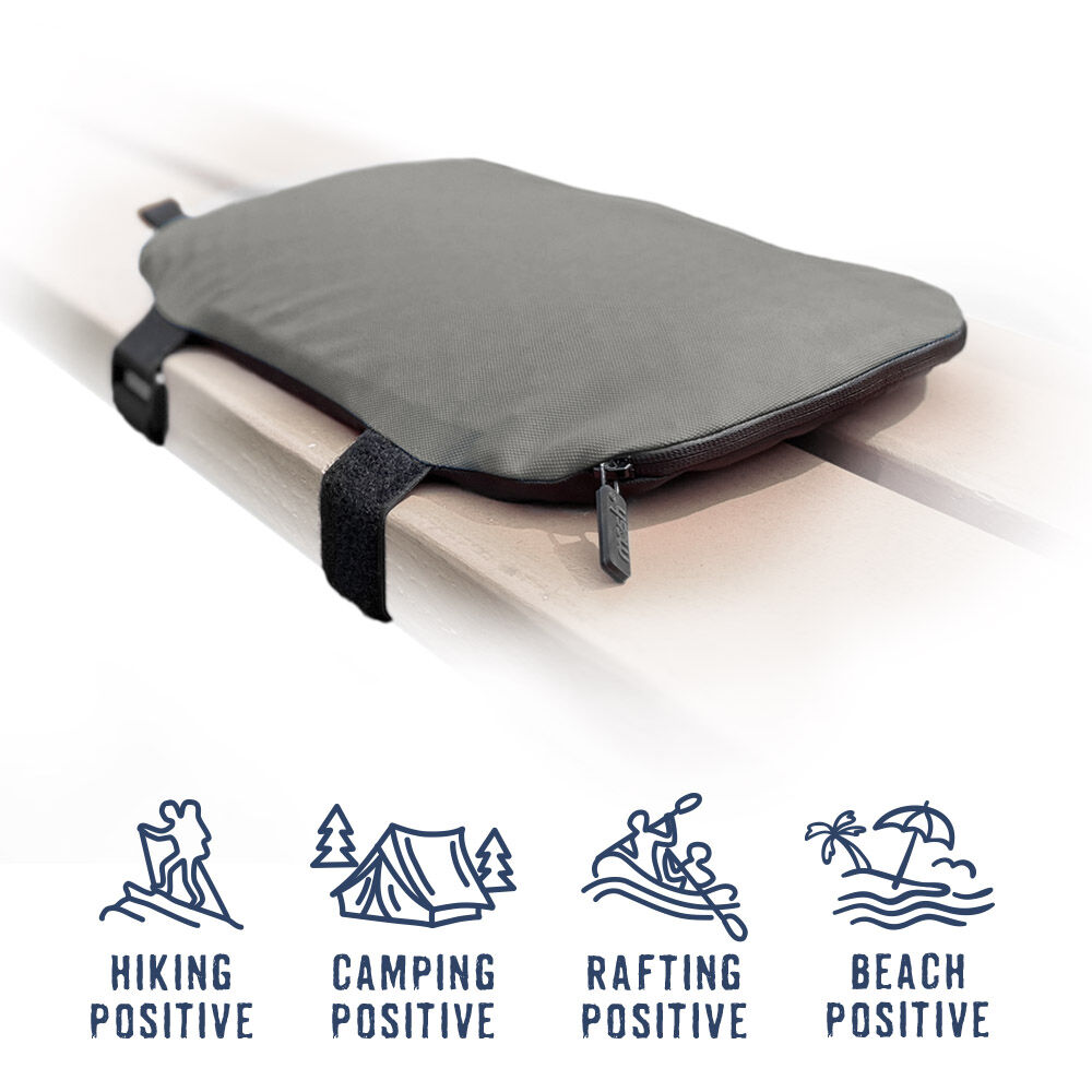 Graue wasserdichte Tasche mit Klettverschluss, ideal für Outdoor-Aktivitäten wie Wandern, Camping, Rafting und Strandbesuche