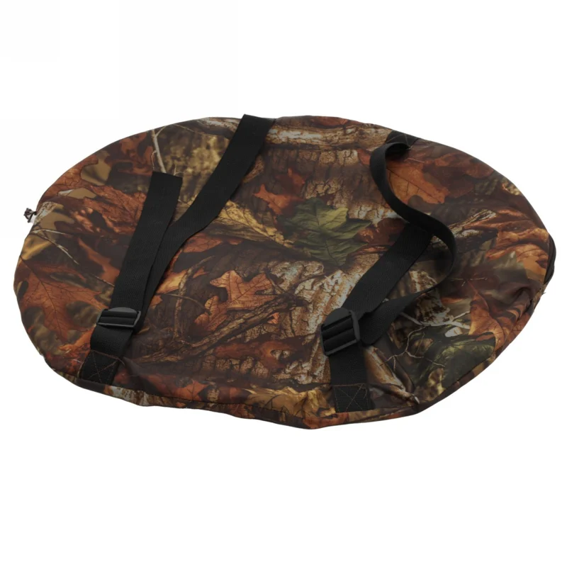 Tragetasche in Camouflage-Design mit schwarzen Gurten Runde Tragetasche mit Camouflage-Muster und verstellbaren schwarzen Gurten