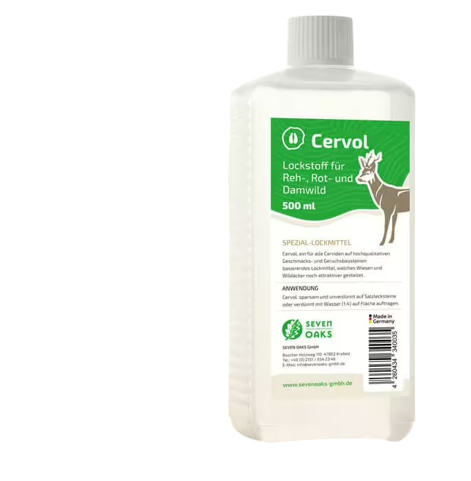 Flasche mit Cervol Lockstoff für Reh-, Rot- und Damwild, 500 ml, Spezial-Lockmittel von Seven Oaks GmbH